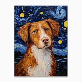 Nova Scotia Duck Tolling Retriever Starry Night Dog Portrait Canvas Print