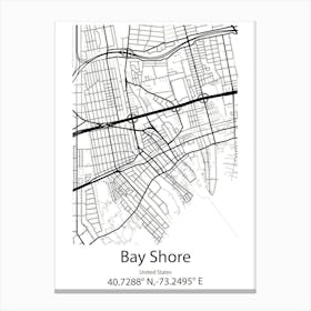 Bay Shore,United States Minimalist Map 1 Canvas Print