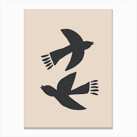 Birds Matisse Black Canvas Print