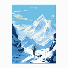 Man Walking In The Snow Canvas Print