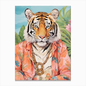 Tiger Illustrations Wearing A Sarong 2 Canvas Print