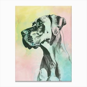 Great Dane Dog Pastel Line Watercolour Illustration  3 Canvas Print