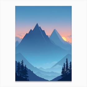 Misty Mountains Vertical Composition In Blue Tone 59 Canvas Print