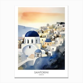 Santorini Greece Watercolour Travel Poster 1 Canvas Print