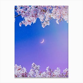 Aesthetic Flowers Crescent Moon Canvas Print
