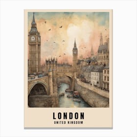 London Travel Poster Vintage United Kingdom Painting (15) Canvas Print