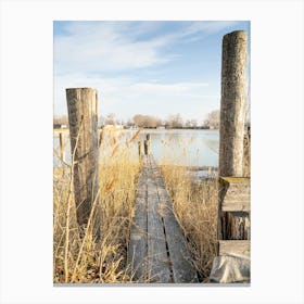 Wodden Pier On A Lake Canvas Print