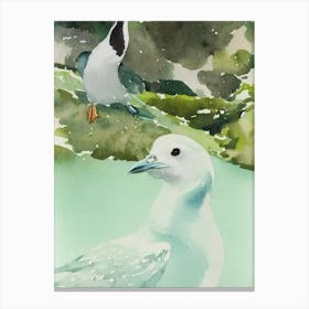 Great Auk Storybook Watercolour Canvas Print