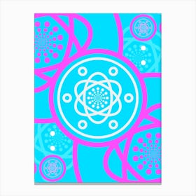 Geometric Glyph in White and Bubblegum Pink and Candy Blue n.0096 Canvas Print