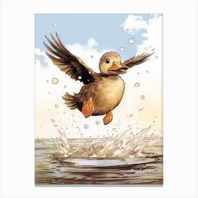 Flying Duckling Cartoon Canvas Print