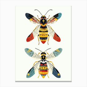 Colourful Insect Illustration Yellowjacket 8 Canvas Print