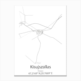 Kisujszallas,Hungary Minimalist Map Canvas Print