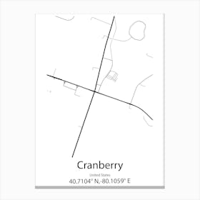 Cranberry,United States Minimalist Map Canvas Print