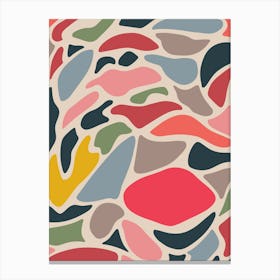 JUPITER Retro Mid-Century Modern Abstract with Big Red Spot in Vintage Colours Canvas Print