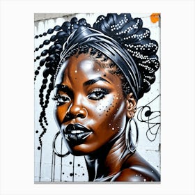 Graffiti Mural Of Beautiful Black Woman 355 Canvas Print