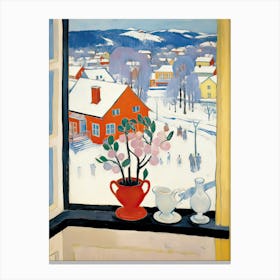The Windowsill Of Troms   Norway Snow Inspired By Matisse 2 Canvas Print