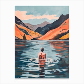 Wild Swimming At Lake District Cumbria 3 Canvas Print