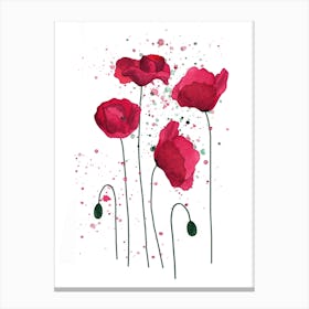 Poppies Watercolour Canvas Print