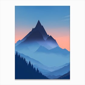 Misty Mountains Vertical Composition In Blue Tone 13 Canvas Print