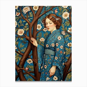 William Morris Woman In A Blue Dress Canvas Print