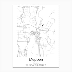 Meppen,Germany Minimalist Map Canvas Print