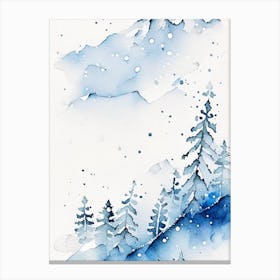 Snowflakes In The Mountains, Snowflakes, Minimalist Watercolour 2 Canvas Print