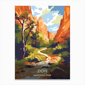 Zion National Park Travel Poster Illustration Style 4 Canvas Print