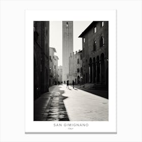 Poster Of San Gimignano, Italy, Black And White Analogue Photography 3 Canvas Print