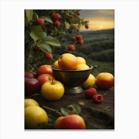 Apple Orchard At Sunset Canvas Print