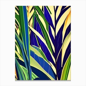 Bamboo Leaf Colourful Abstract Linocut Canvas Print