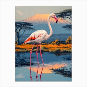Greater Flamingo East Africa Kenya Tropical Illustration 4 Canvas Print