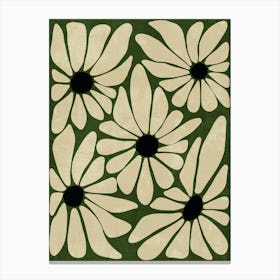 Daisies On Green Canvas Print