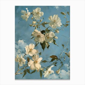 White Flowers Against A Blue Sky Canvas Print