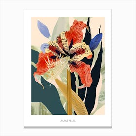 Colourful Flower Illustration Poster Amaryllis 2 Canvas Print