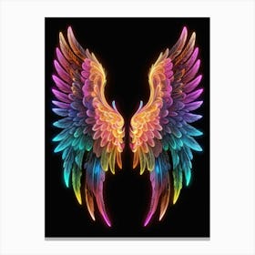 Neon Angel Wings 30 Canvas Print