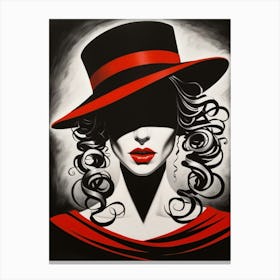 Lady In Red Hat Canvas Print