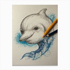Dolphin Drawing 2 Canvas Print
