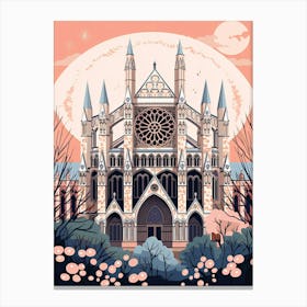 Westminster Abbey   London, England   Cute Botanical Illustration Travel 1 Canvas Print
