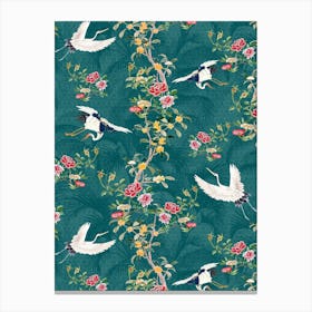 Chinoiserie Cranebirds & Blossom Canvas Print