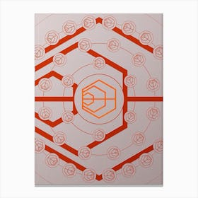 Geometric Abstract Glyph Circle Array in Tomato Red n.0146 Canvas Print