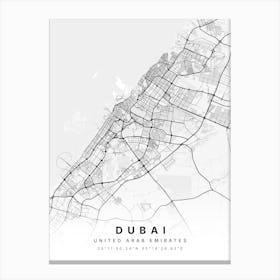 Dubai United Arab Emirates White Map Canvas Print