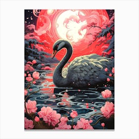 Swan In The Moonlight 2 Canvas Print
