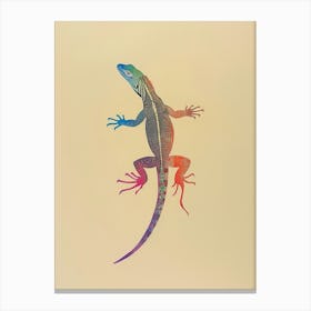Colourful Rainbow Lizard Block Print 1 Canvas Print