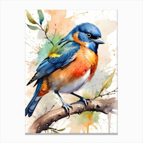 Bluebird Watercolor Painting Canvas Print