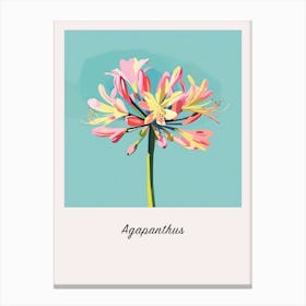 Agapanthus 3 Square Flower Illustration Poster Canvas Print