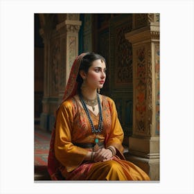 Portrait Of A Young Woman In Traditional Dress Canvas Print