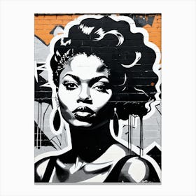 Vintage Graffiti Mural Of Beautiful Black Woman 17 Canvas Print