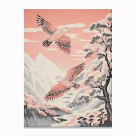 Vintage Japanese Inspired Bird Print Falcon 4 Canvas Print