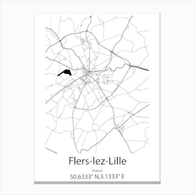 Flers Lez Lille,France Minimalist Map Canvas Print