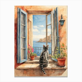 Cat Looking Out The Window Canvas Print